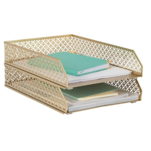 Gold Desk Organizer Stackable Paper Tray