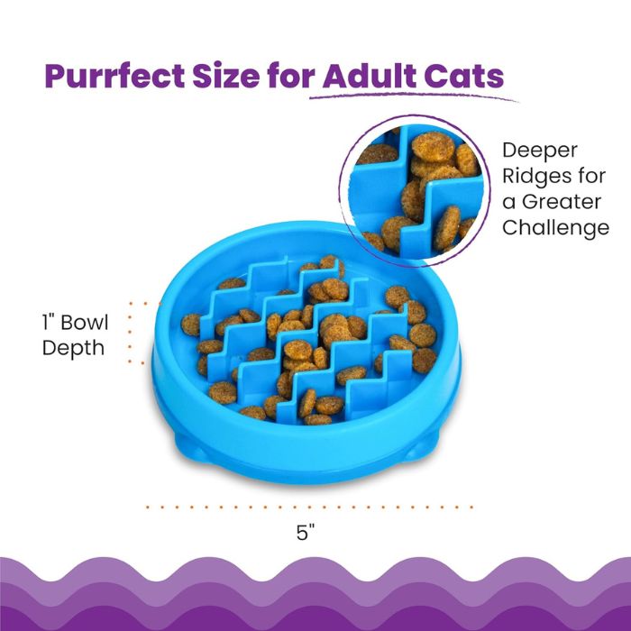 Catstages Kitty Slow Feeder Cat Bowl, Blue - Image 2
